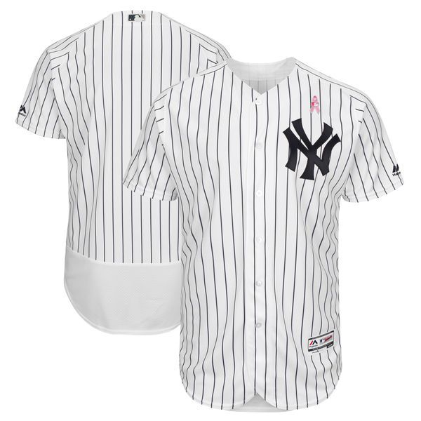 Men New York Yankees Blank White Mothers Edition MLB Jerseys